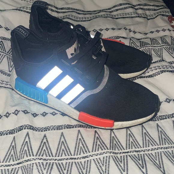 adidas Other - adidas Black and White Sneakers with Blue and Red Accents